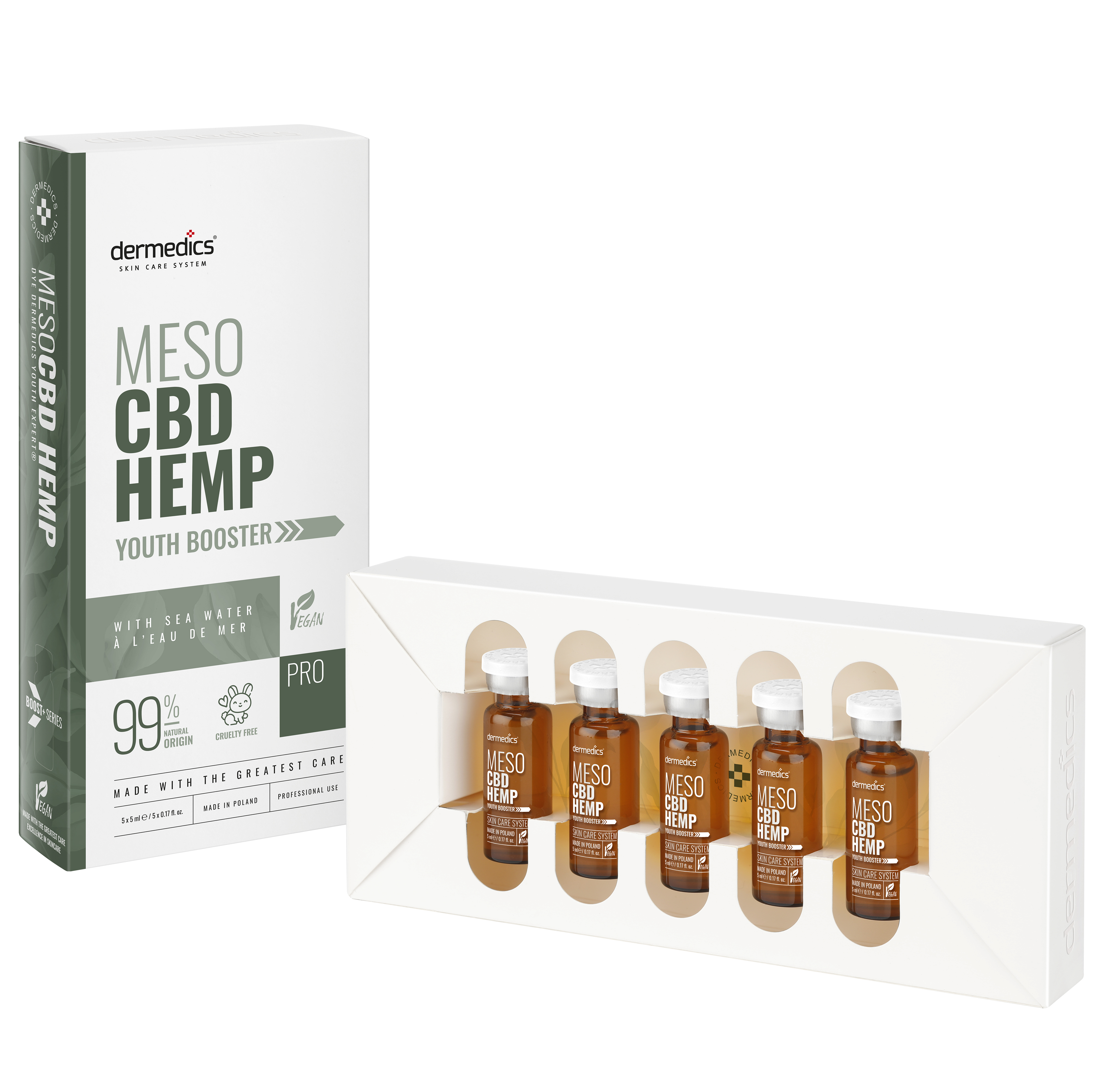 BB Glow Dermedics meso boost+ CBD Hemp elixir ampoule